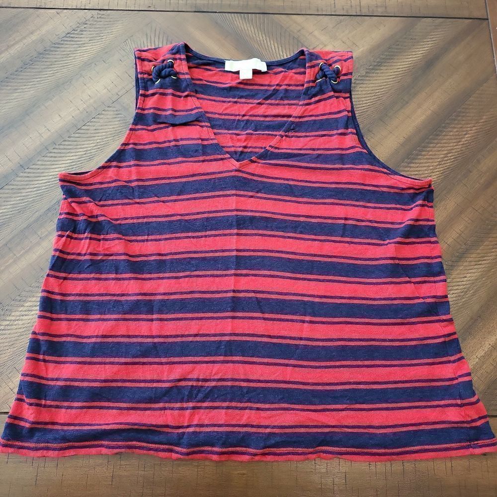 *Read Listing* Michael Kors Nautical Top XL Red and Blue